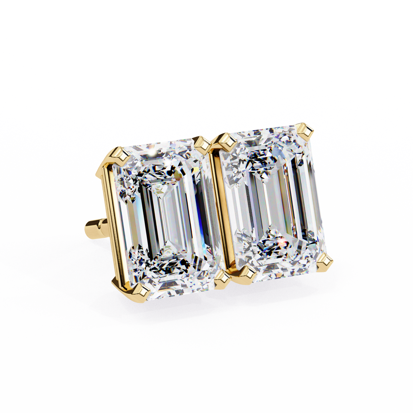 2.39Ct Emerald Cut High Quality Lab Grown Diamond Unique Delicate Solitaire Vintage Screw Back Stud Daily Wear Earring - HIGHCARAT DIAMONDS
