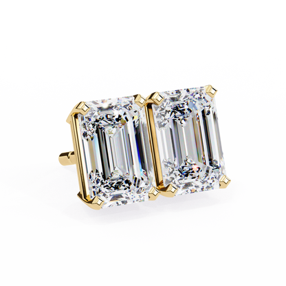 2.39Ct Emerald Cut High Quality Lab Grown Diamond Unique Delicate Solitaire Vintage Screw Back Stud Daily Wear Earring - HIGHCARAT DIAMONDS