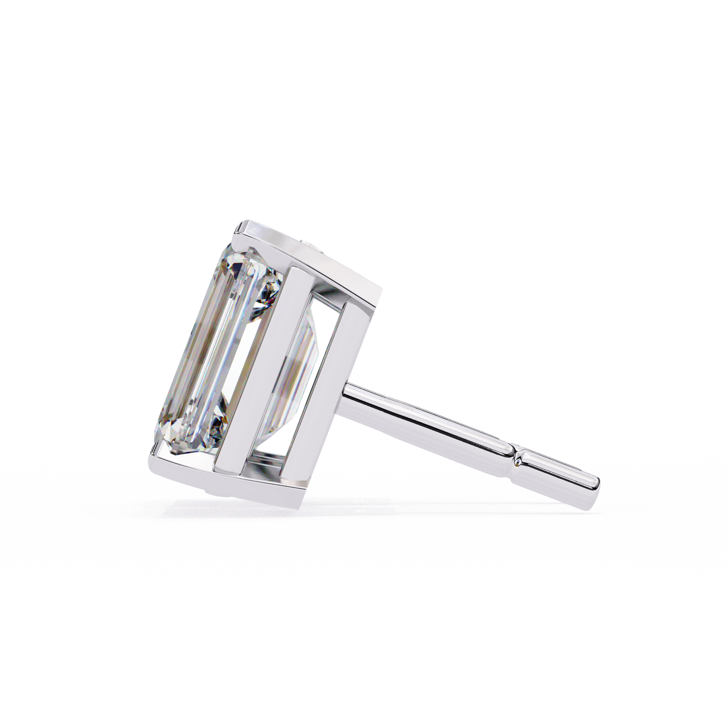 2.39Ct Emerald Cut High Quality Lab Grown Diamond Unique Delicate Solitaire Vintage Screw Back Stud Daily Wear Earring - HIGHCARAT DIAMONDS