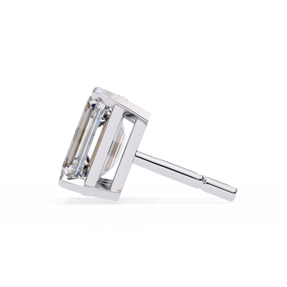 2.39Ct Emerald Cut High Quality Lab Grown Diamond Unique Delicate Solitaire Vintage Screw Back Stud Daily Wear Earring - HIGHCARAT DIAMONDS