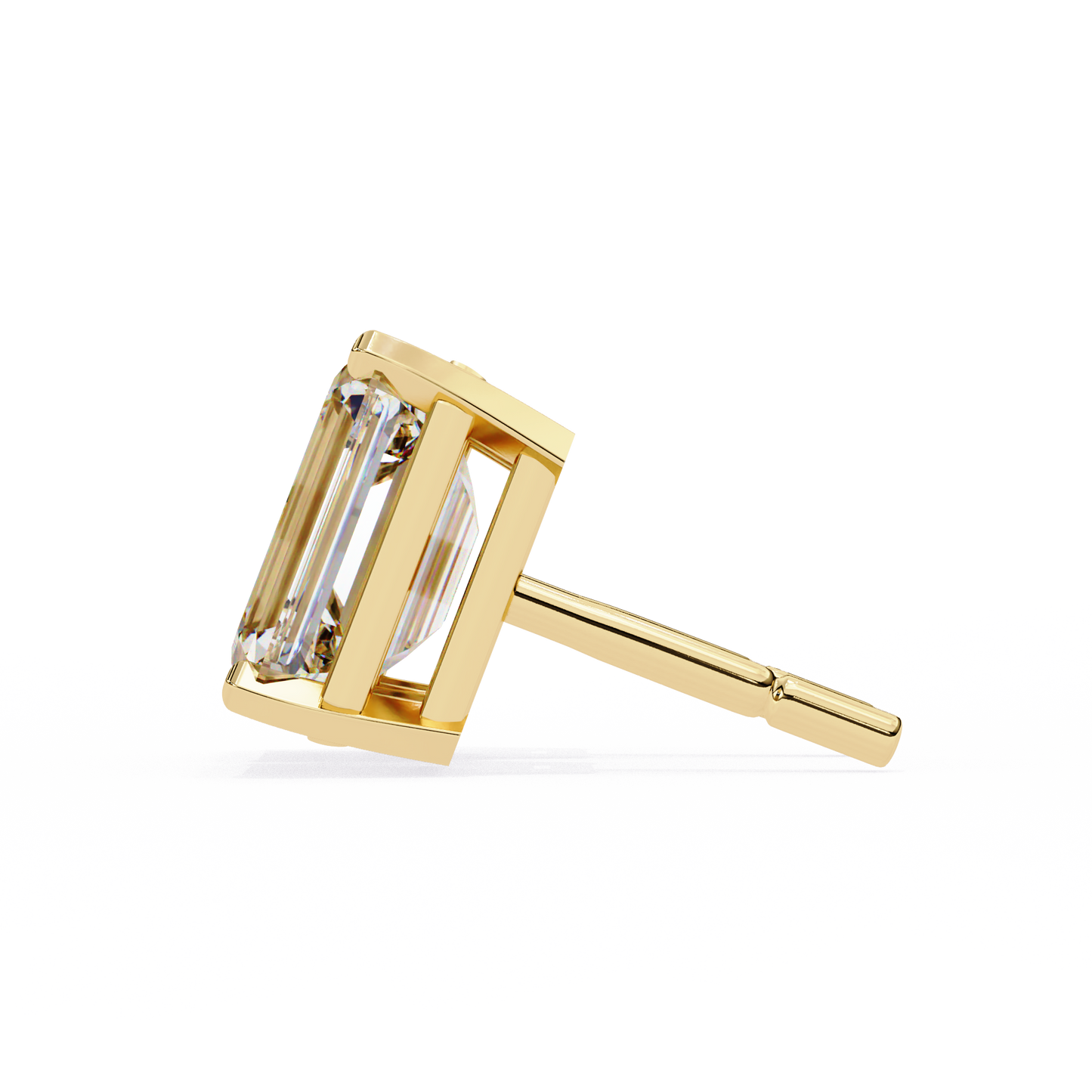 2.39Ct Emerald Cut High Quality Lab Grown Diamond Unique Delicate Solitaire Vintage Screw Back Stud Daily Wear Earring - HIGHCARAT DIAMONDS