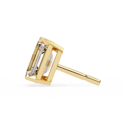 2.39Ct Emerald Cut High Quality Lab Grown Diamond Unique Delicate Solitaire Vintage Screw Back Stud Daily Wear Earring - HIGHCARAT DIAMONDS