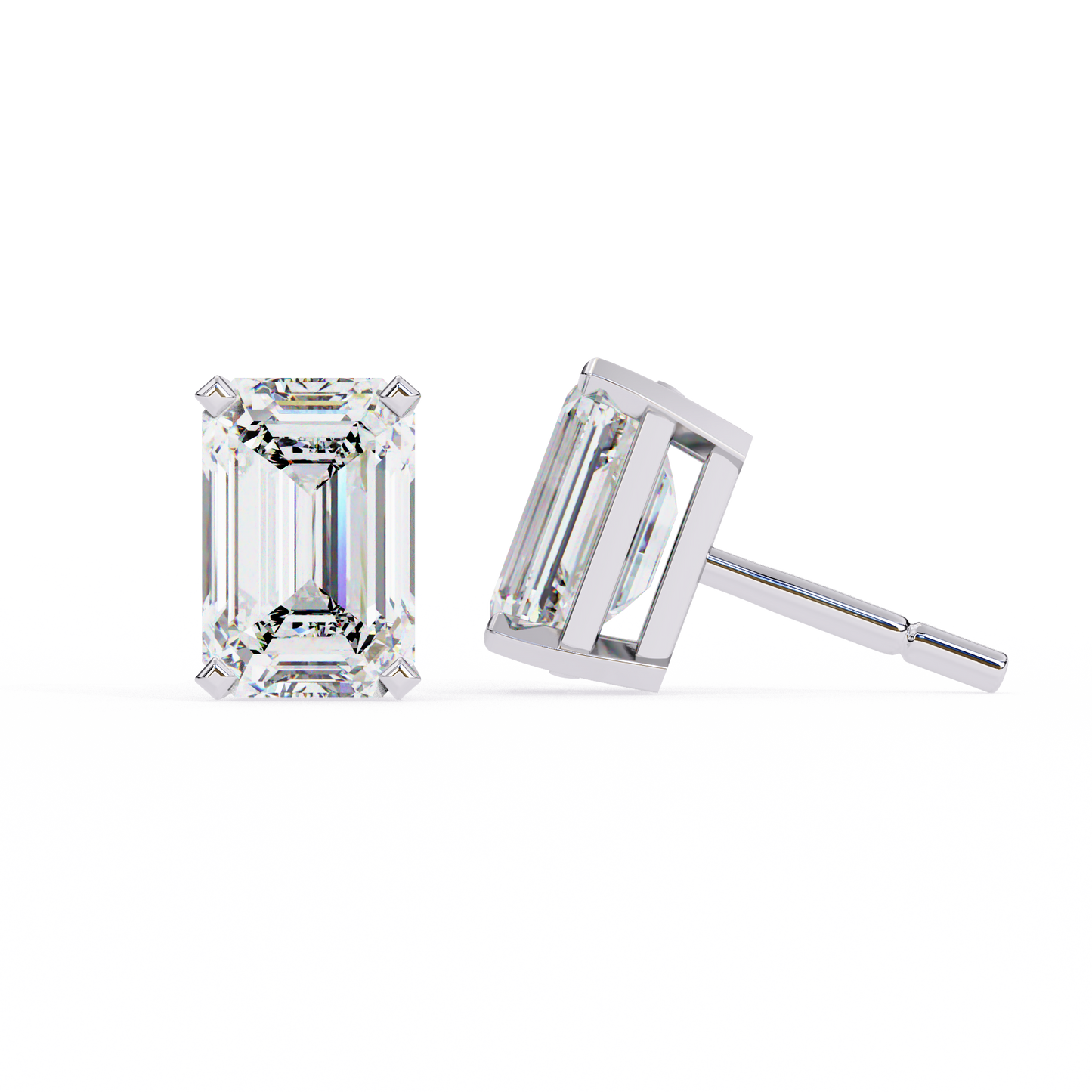 2.39Ct Emerald Cut High Quality Lab Grown Diamond Unique Delicate Solitaire Vintage Screw Back Stud Daily Wear Earring - HIGHCARAT DIAMONDS