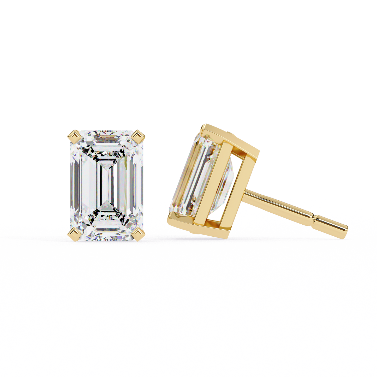 2.39Ct Emerald Cut High Quality Lab Grown Diamond Unique Delicate Solitaire Vintage Screw Back Stud Daily Wear Earring - HIGHCARAT DIAMONDS