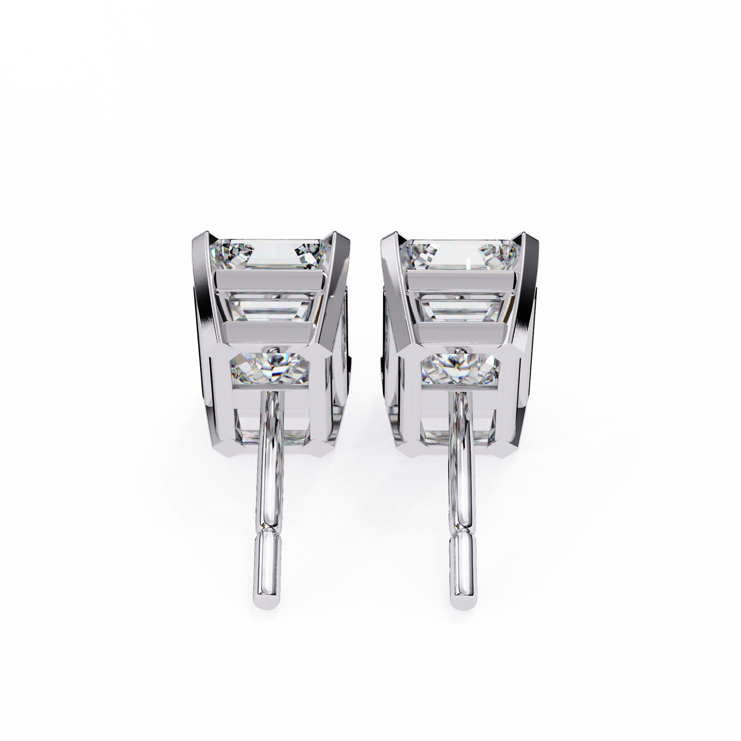 2.39Ct Emerald Cut High Quality Lab Grown Diamond Unique Delicate Solitaire Vintage Screw Back Stud Daily Wear Earring - HIGHCARAT DIAMONDS