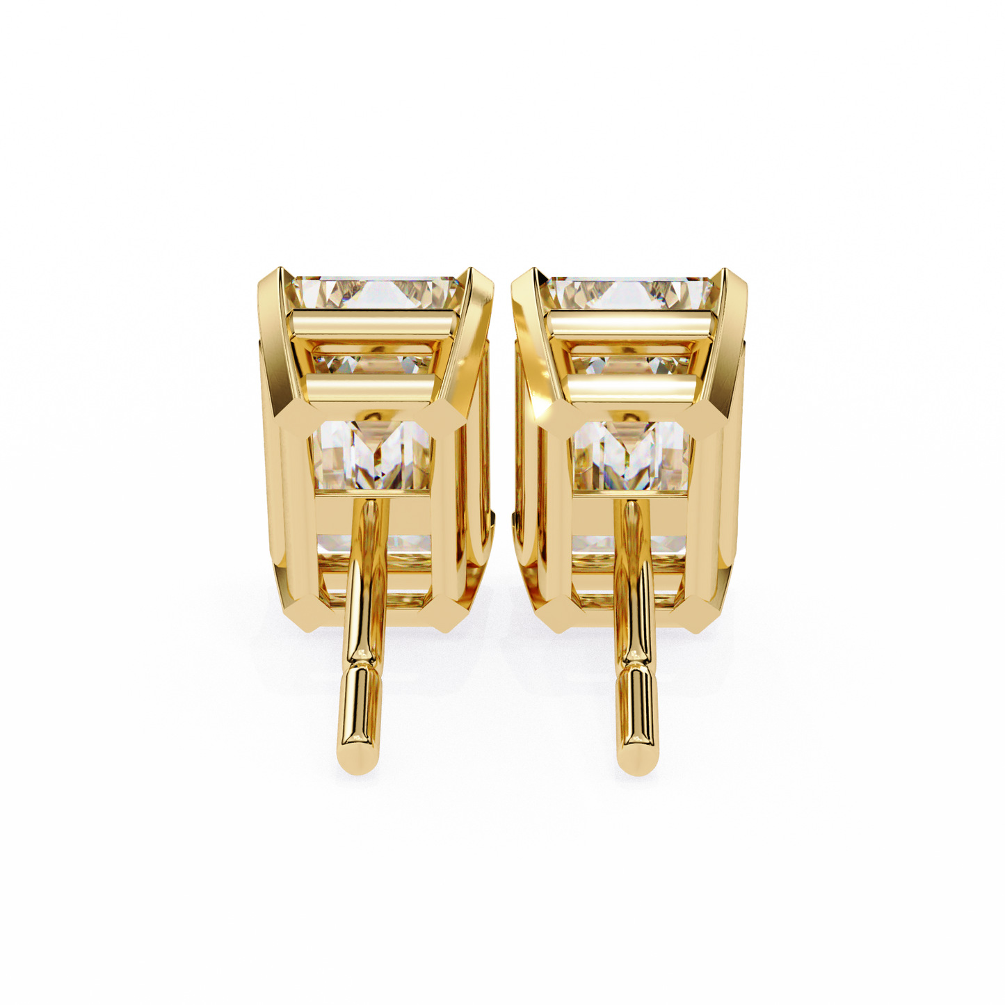 2.39Ct Emerald Cut High Quality Lab Grown Diamond Unique Delicate Solitaire Vintage Screw Back Stud Daily Wear Earring - HIGHCARAT DIAMONDS