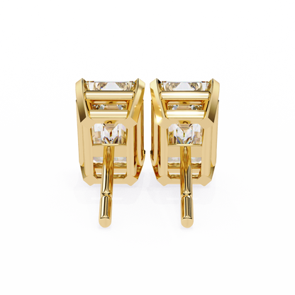 2.39Ct Emerald Cut High Quality Lab Grown Diamond Unique Delicate Solitaire Vintage Screw Back Stud Daily Wear Earring - HIGHCARAT DIAMONDS