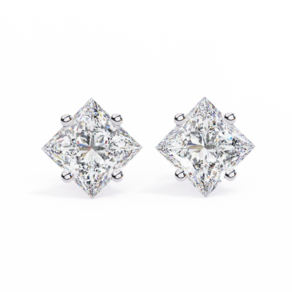 2.39Ct Princess Cut Top Grade Diamond Prong Set Solitaire Dainty Sparkling Stud Daily Wear Earring For Women's - HIGHCARAT DIAMONDS