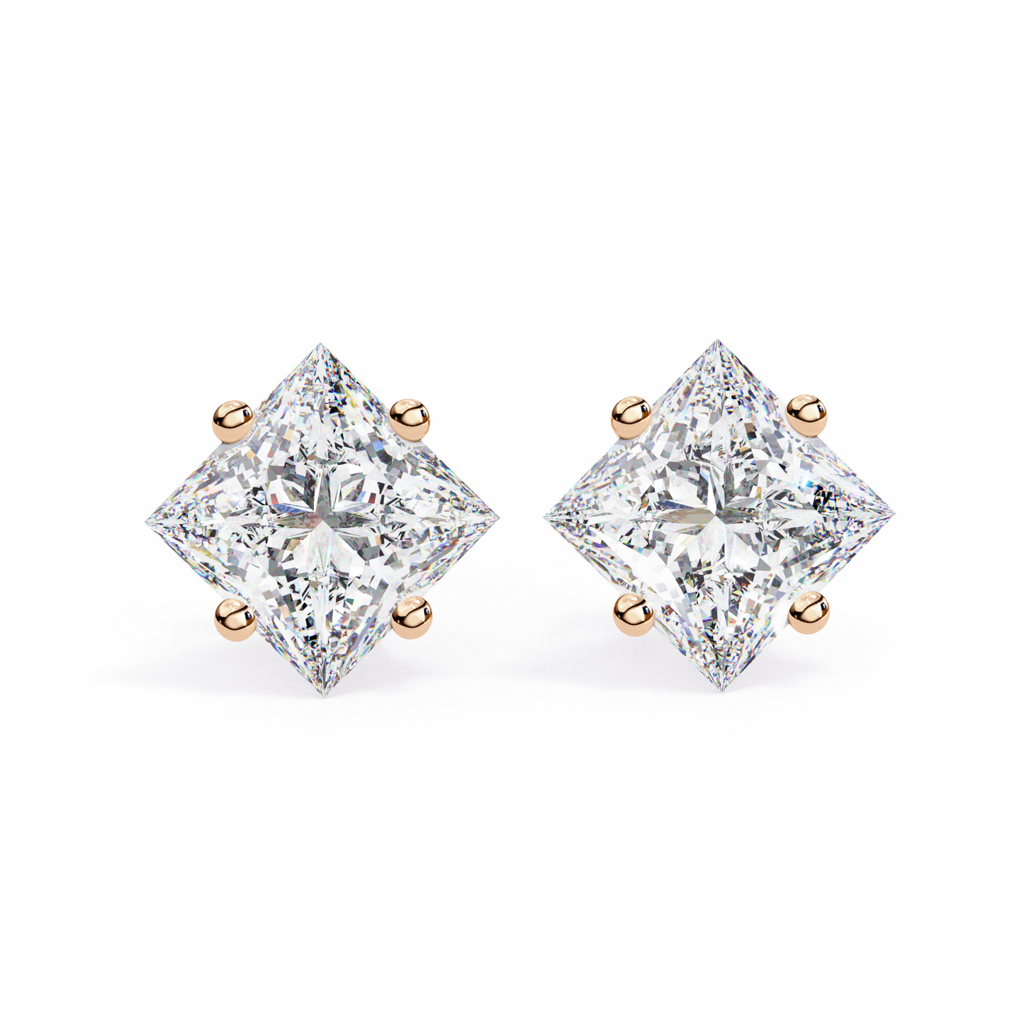 2.39Ct Princess Cut Top Grade Diamond Prong Set Solitaire Dainty Sparkling Stud Daily Wear Earring For Women's - HIGHCARAT DIAMONDS