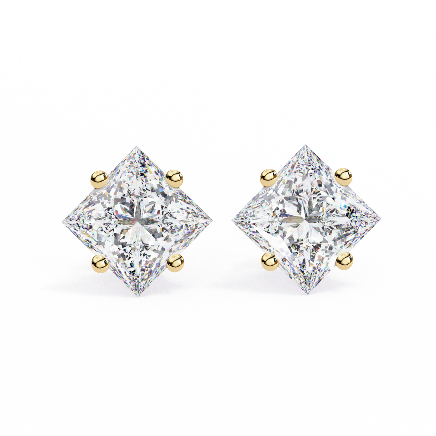 2.39Ct Princess Cut Top Grade Diamond Prong Set Solitaire Dainty Sparkling Stud Daily Wear Earring For Women's - HIGHCARAT DIAMONDS