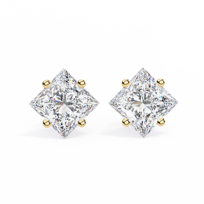 2.39Ct Princess Cut Top Grade Diamond Prong Set Solitaire Dainty Sparkling Stud Daily Wear Earring For Women's - HIGHCARAT DIAMONDS