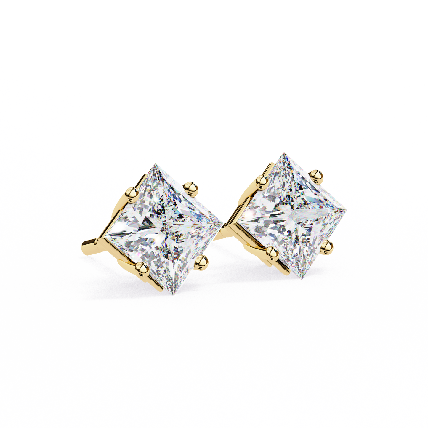 2.39Ct Princess Cut Top Grade Diamond Prong Set Solitaire Dainty Sparkling Stud Daily Wear Earring For Women's - HIGHCARAT DIAMONDS