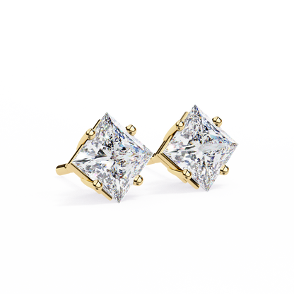 2.39Ct Princess Cut Top Grade Diamond Prong Set Solitaire Dainty Sparkling Stud Daily Wear Earring For Women's - HIGHCARAT DIAMONDS