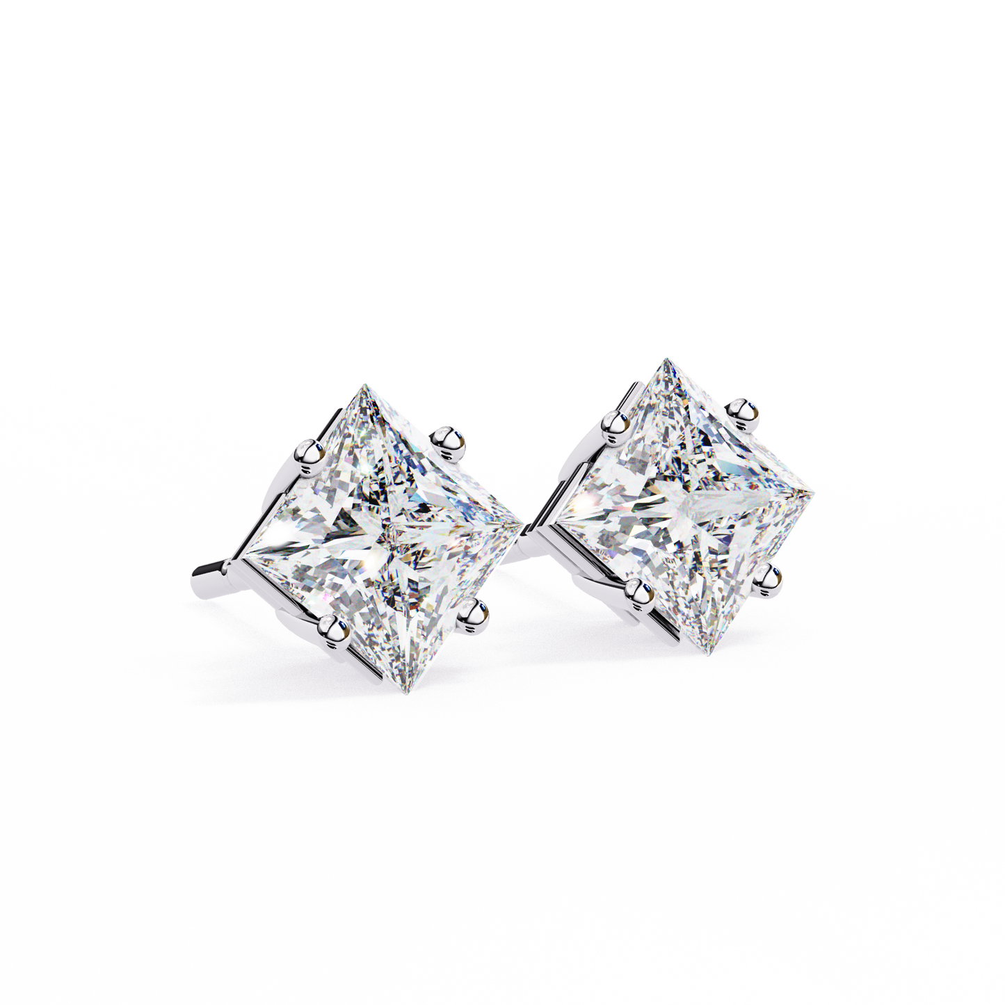 2.39Ct Princess Cut Top Grade Diamond Prong Set Solitaire Dainty Sparkling Stud Daily Wear Earring For Women's - HIGHCARAT DIAMONDS