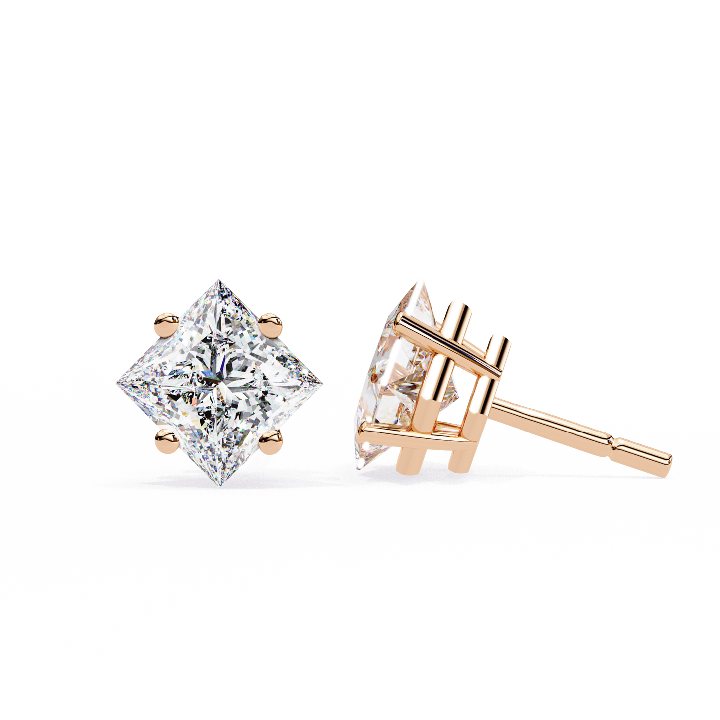 2.39Ct Princess Cut Top Grade Diamond Prong Set Solitaire Dainty Sparkling Stud Daily Wear Earring For Women's - HIGHCARAT DIAMONDS