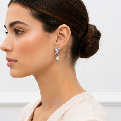 2.40 Ct Pear & Marquise Cut Lab Grown Diamond Drop Earring - HIGHCARAT DIAMONDS