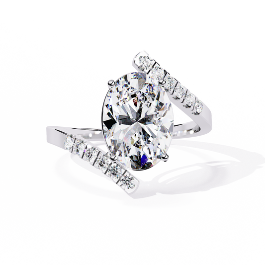 2.41Ct Oval And Round Cut Diamond Antique Timeless Prong Set Dainty Minimalist Promise Ring Gift For Her - HIGHCARAT DIAMONDS