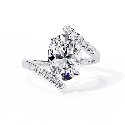 2.41Ct Oval And Round Cut Diamond Antique Timeless Prong Set Dainty Minimalist Promise Ring Gift For Her - HIGHCARAT DIAMONDS