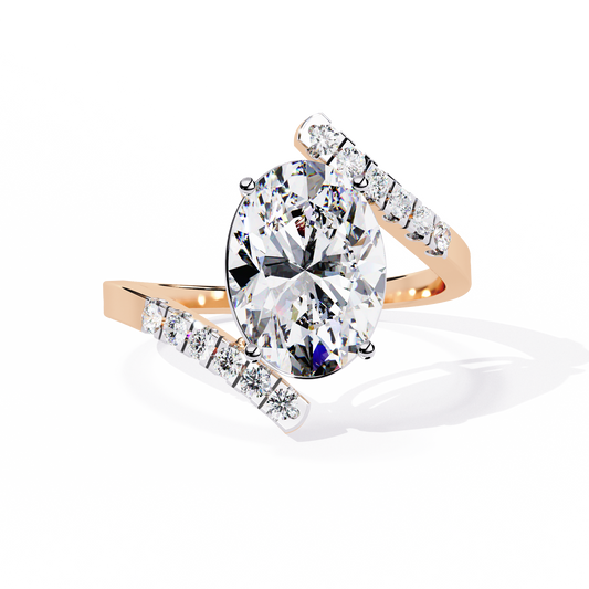 2.41Ct Oval And Round Cut Diamond Antique Timeless Prong Set Dainty Minimalist Promise Ring Gift For Her - HIGHCARAT DIAMONDS