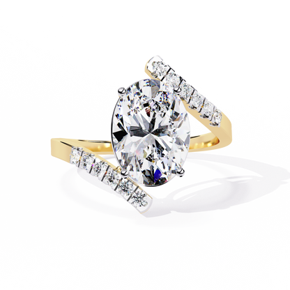 2.41Ct Oval And Round Cut Diamond Antique Timeless Prong Set Dainty Minimalist Promise Ring Gift For Her - HIGHCARAT DIAMONDS