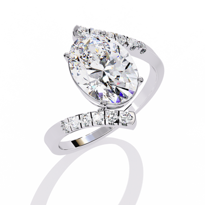 2.41Ct Oval And Round Cut Diamond Antique Timeless Prong Set Dainty Minimalist Promise Ring Gift For Her - HIGHCARAT DIAMONDS