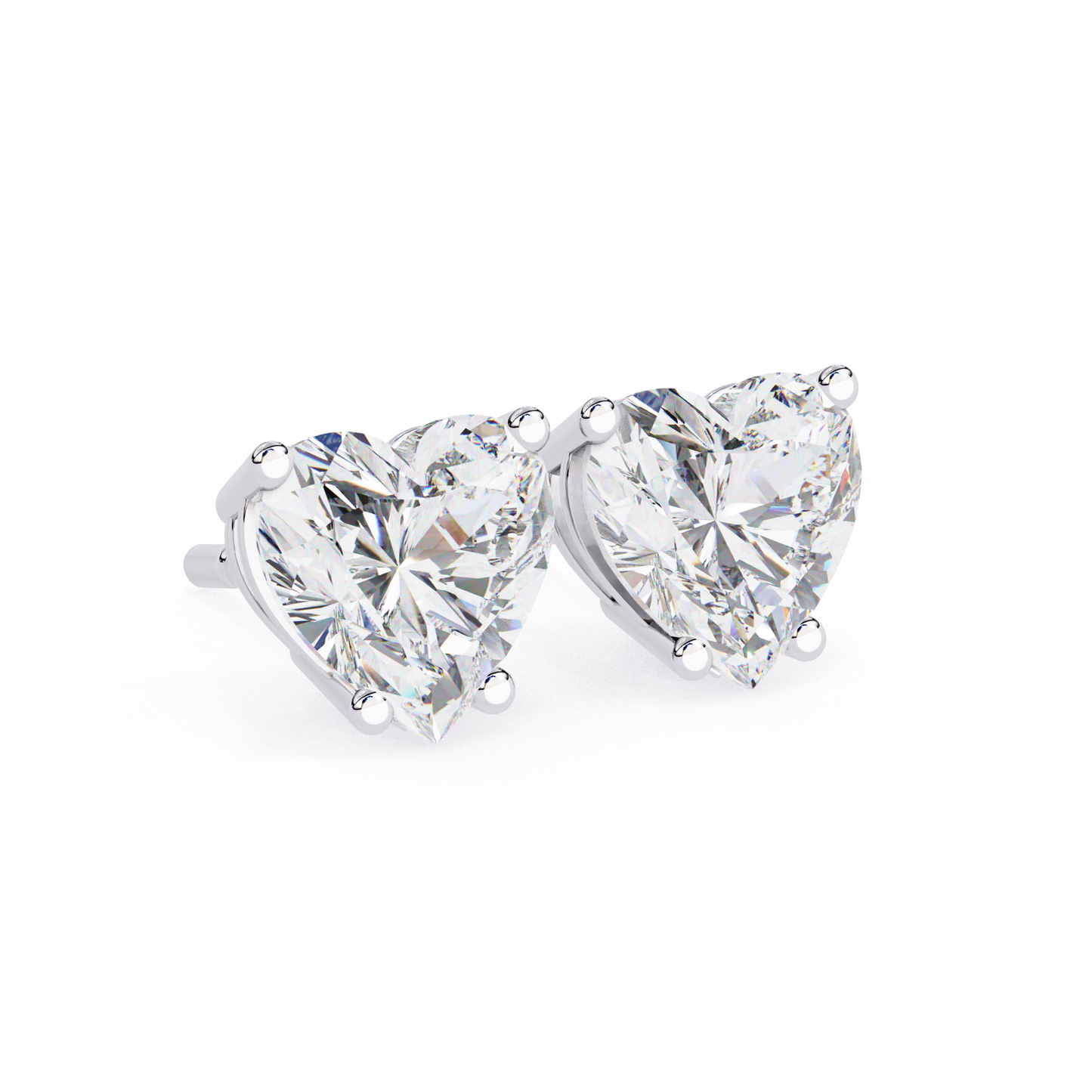 Prong Set 2.43Ct Heart Cut Top Grade Diamond Elegant Stackable Vintage Stud Fabulous Earring Gift For Women's - HIGHCARAT DIAMONDS