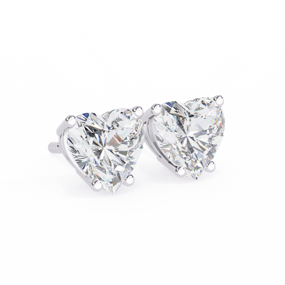 Prong Set 2.43Ct Heart Cut Top Grade Diamond Elegant Stackable Vintage Stud Fabulous Earring Gift For Women's - HIGHCARAT DIAMONDS