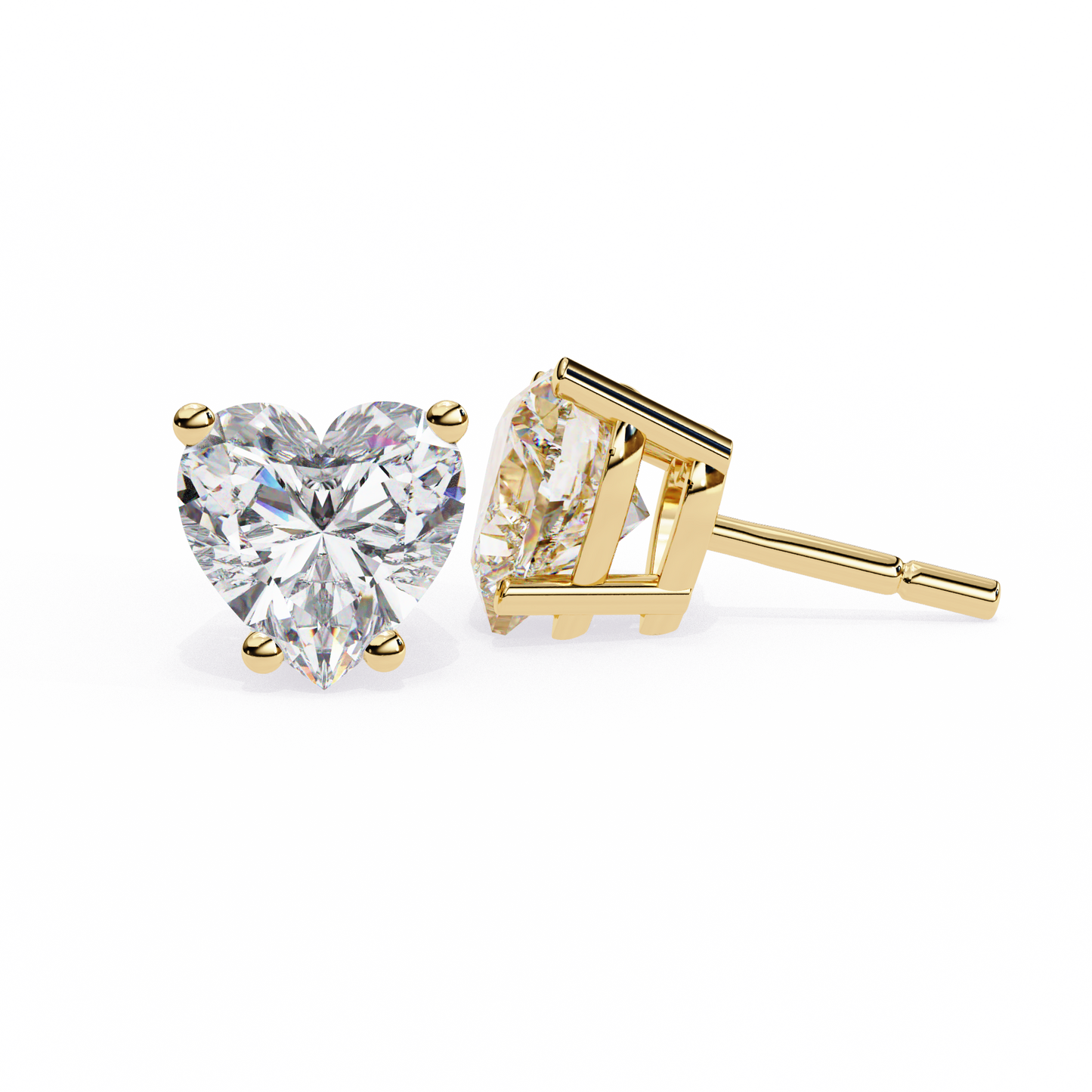 Prong Set 2.43Ct Heart Cut Top Grade Diamond Elegant Stackable Vintage Stud Fabulous Earring Gift For Women's - HIGHCARAT DIAMONDS