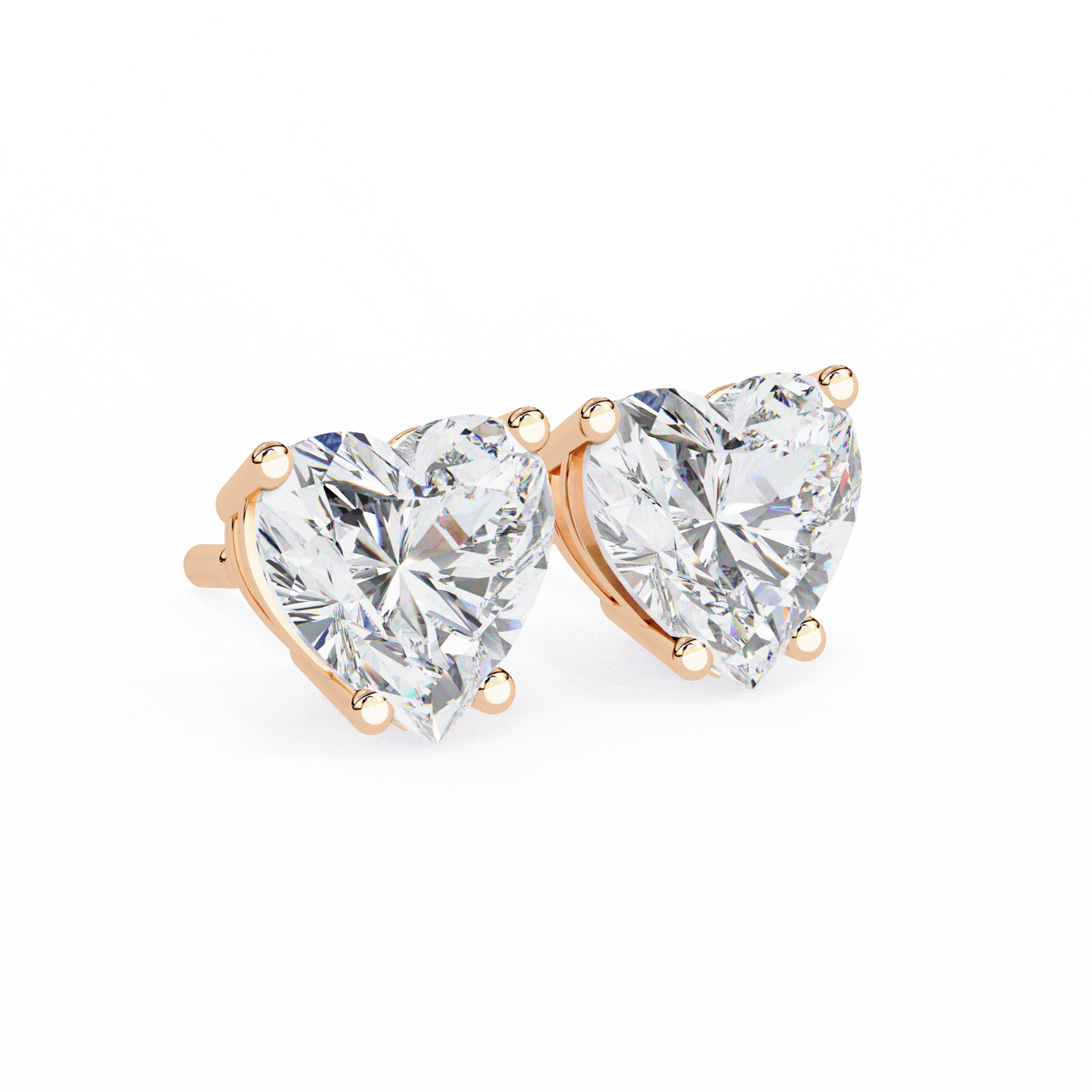 Prong Set 2.43Ct Heart Cut Top Grade Diamond Elegant Stackable Vintage Stud Fabulous Earring Gift For Women's - HIGHCARAT DIAMONDS