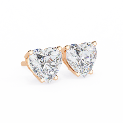 Prong Set 2.43Ct Heart Cut Top Grade Diamond Elegant Stackable Vintage Stud Fabulous Earring Gift For Women's - HIGHCARAT DIAMONDS
