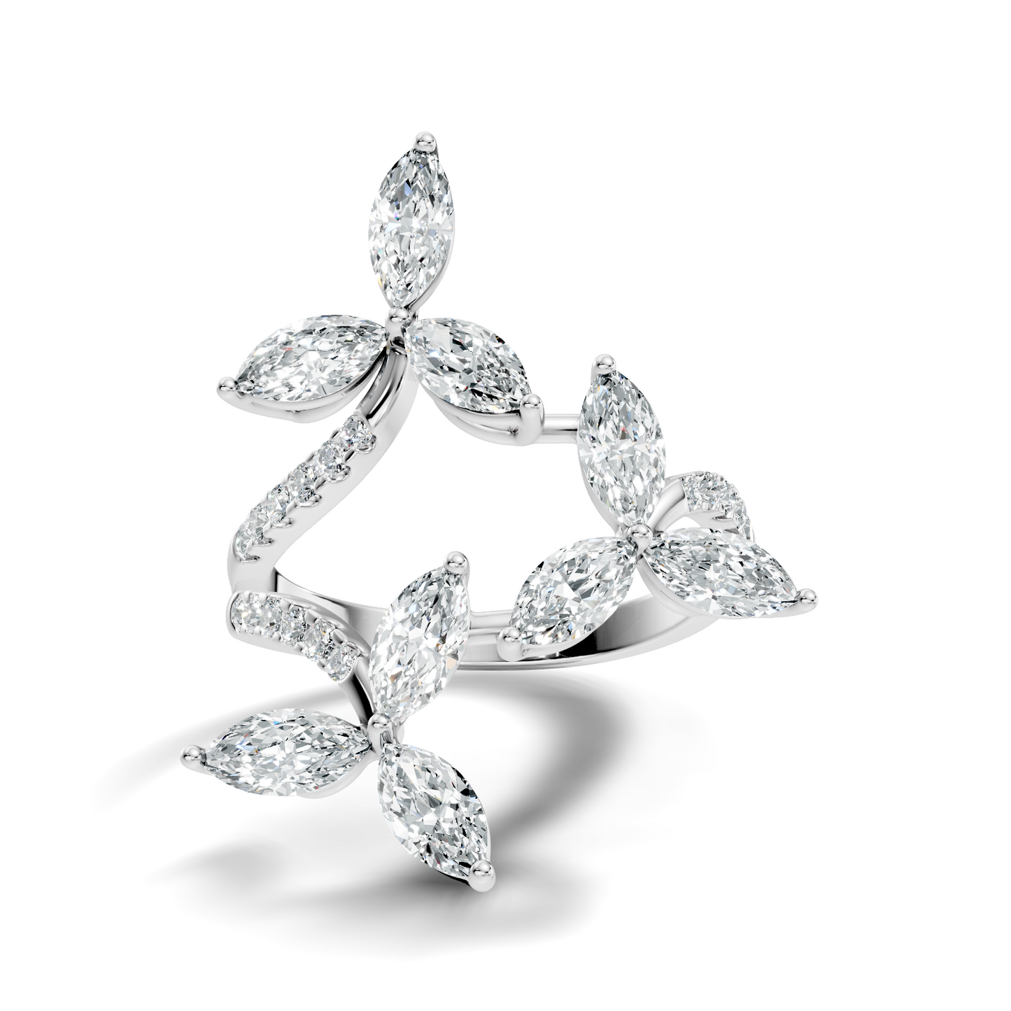 2.44Ct Round and Marquise Cut Lab Grown Diamond Unique Vintage Cluster Wedding Ring For Women's - HIGHCARAT DIAMONDS