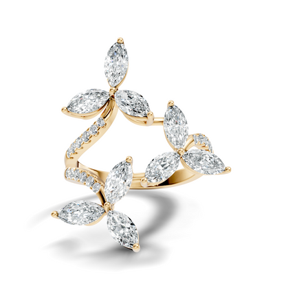 2.44Ct Round and Marquise Cut Lab Grown Diamond Unique Vintage Cluster Wedding Ring For Women's - HIGHCARAT DIAMONDS