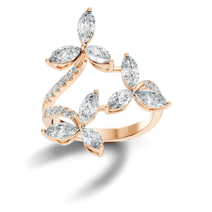 2.44Ct Round and Marquise Cut Lab Grown Diamond Unique Vintage Cluster Wedding Ring For Women's - HIGHCARAT DIAMONDS