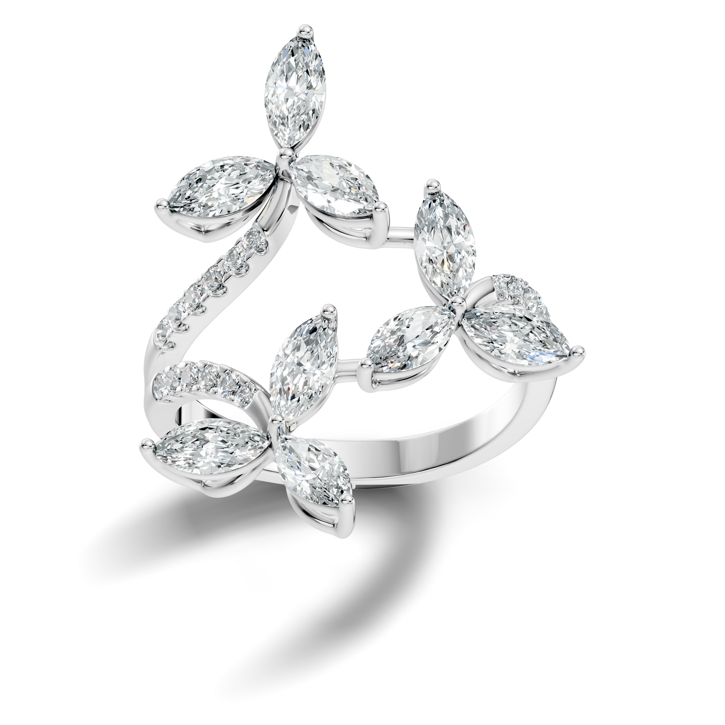 2.44Ct Round and Marquise Cut Lab Grown Diamond Unique Vintage Cluster Wedding Ring For Women's - HIGHCARAT DIAMONDS