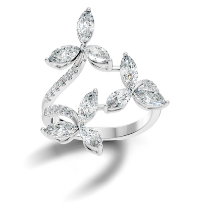 2.44Ct Round and Marquise Cut Lab Grown Diamond Unique Vintage Cluster Wedding Ring For Women's - HIGHCARAT DIAMONDS