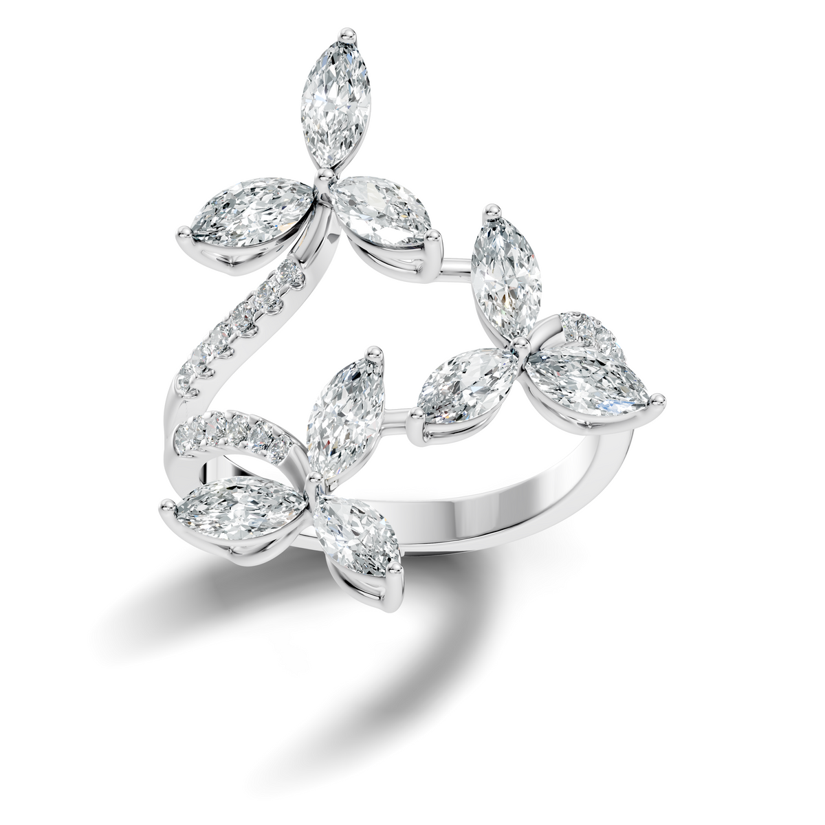 2.44Ct Round and Marquise Cut Lab Grown Diamond Unique Vintage Cluster Wedding Ring For Women's - HIGHCARAT DIAMONDS