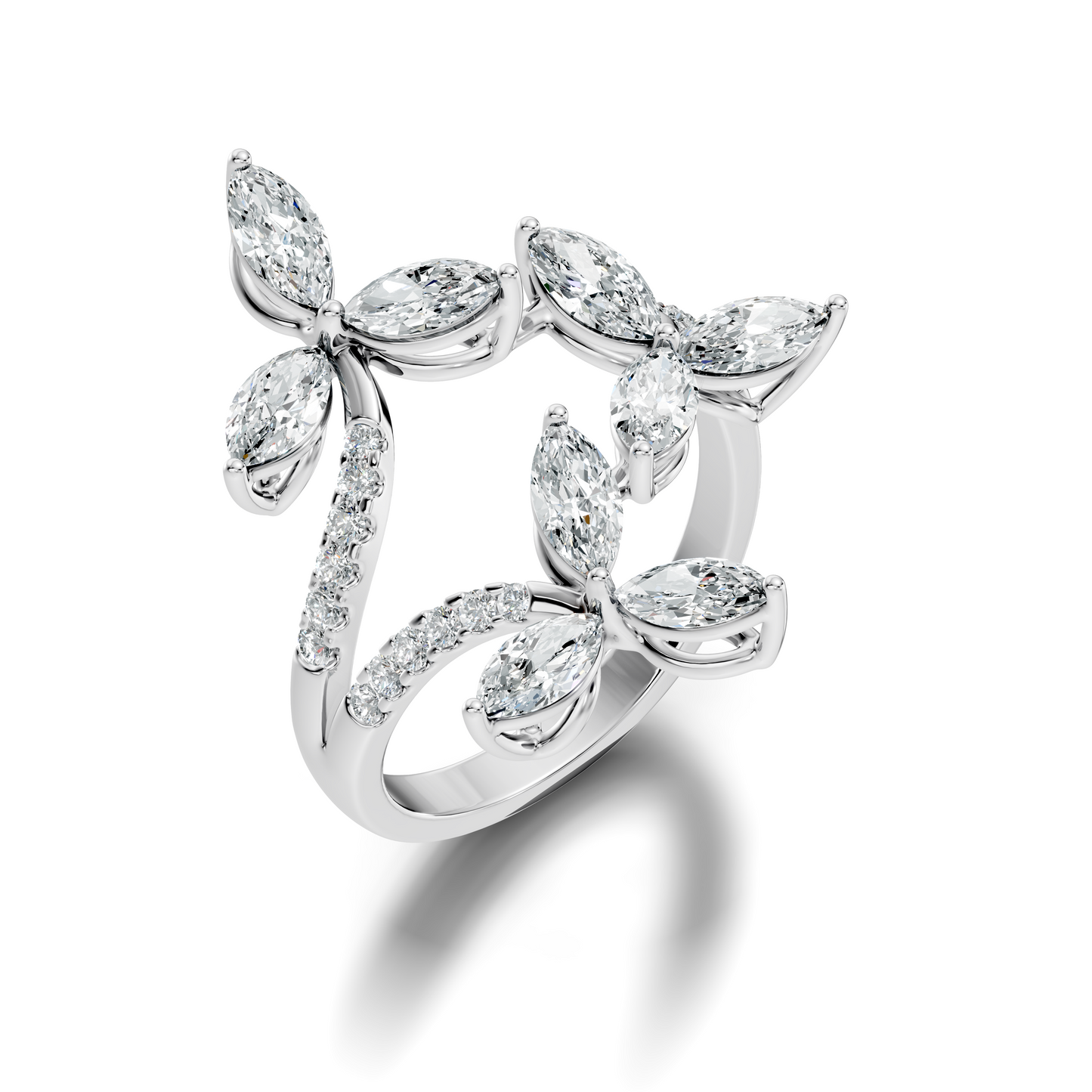 2.44Ct Round and Marquise Cut Lab Grown Diamond Unique Vintage Cluster Wedding Ring For Women's - HIGHCARAT DIAMONDS