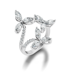 2.44Ct Round and Marquise Cut Lab Grown Diamond Unique Vintage Cluster Wedding Ring For Women's - HIGHCARAT DIAMONDS