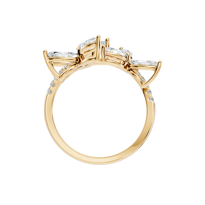 2.44Ct Round and Marquise Cut Lab Grown Diamond Unique Vintage Cluster Wedding Ring For Women's - HIGHCARAT DIAMONDS