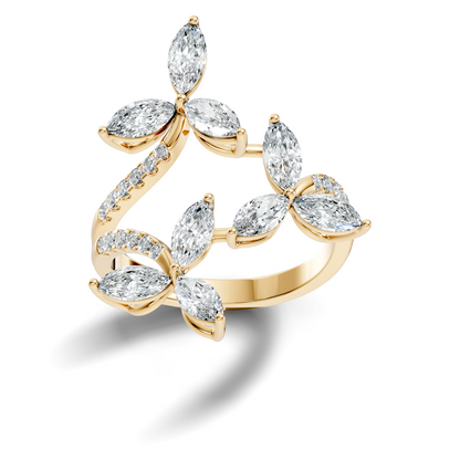2.44Ct Round and Marquise Cut Lab Grown Diamond Unique Vintage Cluster Wedding Ring For Women's - HIGHCARAT DIAMONDS
