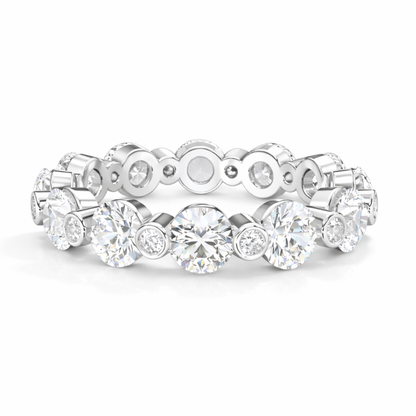 2.46Ct Round Cut High Quality Diamond Full Eternity Minimalist 14k Solid Yellow Gold Handmade Promise Band Gift For Women's - HIGHCARAT DIAMONDS