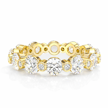 2.46Ct Round Cut High Quality Diamond Full Eternity Minimalist 14k Solid Yellow Gold Handmade Promise Band Gift For Women's - HIGHCARAT DIAMONDS