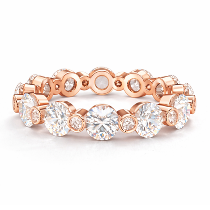 2.46Ct Round Cut High Quality Diamond Full Eternity Minimalist 14k Solid Yellow Gold Handmade Promise Band Gift For Women's - HIGHCARAT DIAMONDS