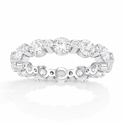 2.46Ct Round Cut High Quality Diamond Full Eternity Minimalist 14k Solid Yellow Gold Handmade Promise Band Gift For Women's - HIGHCARAT DIAMONDS