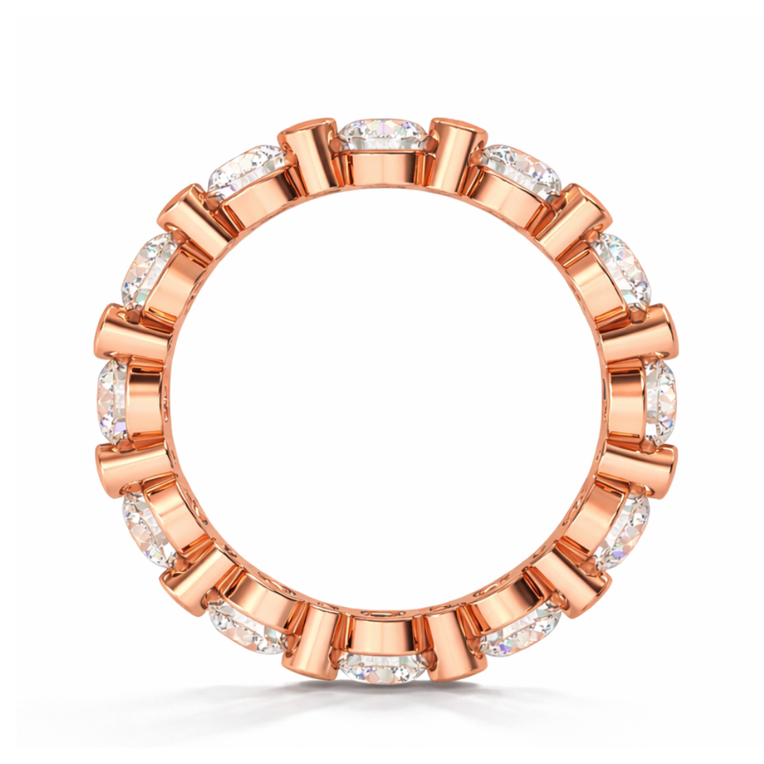 2.46Ct Round Cut High Quality Diamond Full Eternity Minimalist 14k Solid Yellow Gold Handmade Promise Band Gift For Women's - HIGHCARAT DIAMONDS