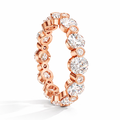 2.46Ct Round Cut High Quality Diamond Full Eternity Minimalist 14k Solid Yellow Gold Handmade Promise Band Gift For Women's - HIGHCARAT DIAMONDS