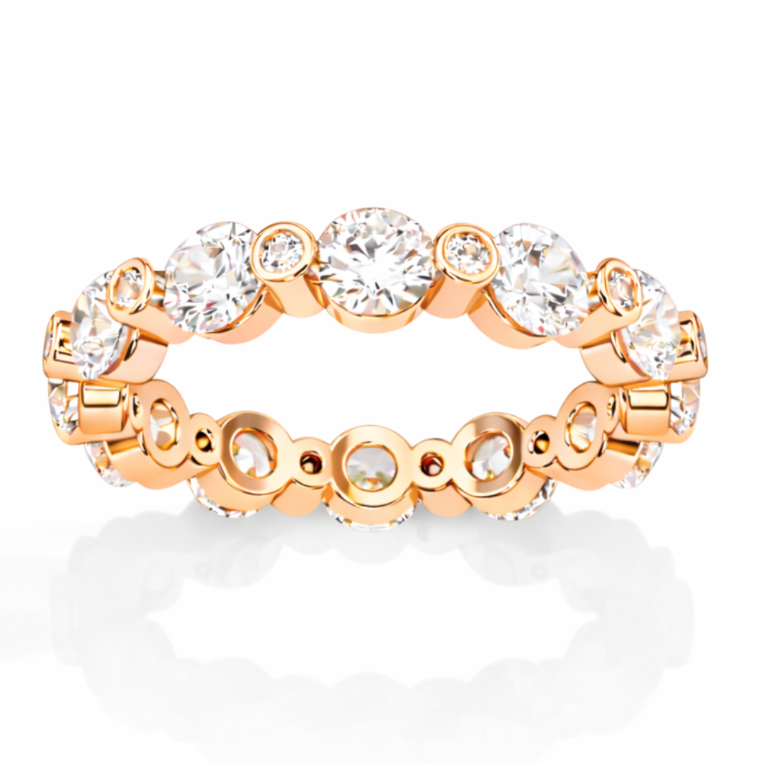 2.46Ct Round Cut High Quality Diamond Full Eternity Minimalist 14k Solid Yellow Gold Handmade Promise Band Gift For Women's - HIGHCARAT DIAMONDS