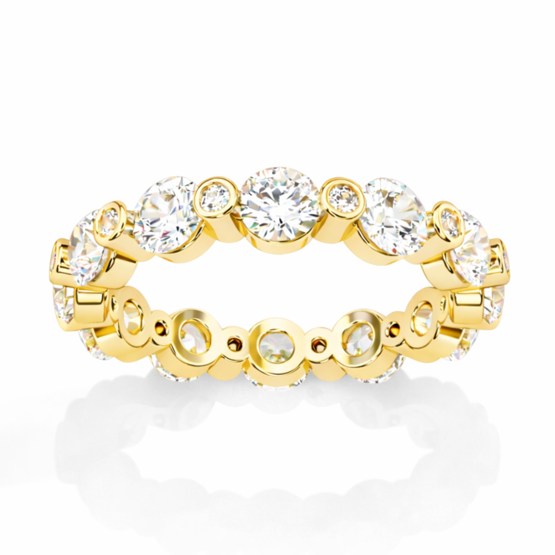 2.46Ct Round Cut High Quality Diamond Full Eternity Minimalist 14k Solid Yellow Gold Handmade Promise Band Gift For Women's - HIGHCARAT DIAMONDS