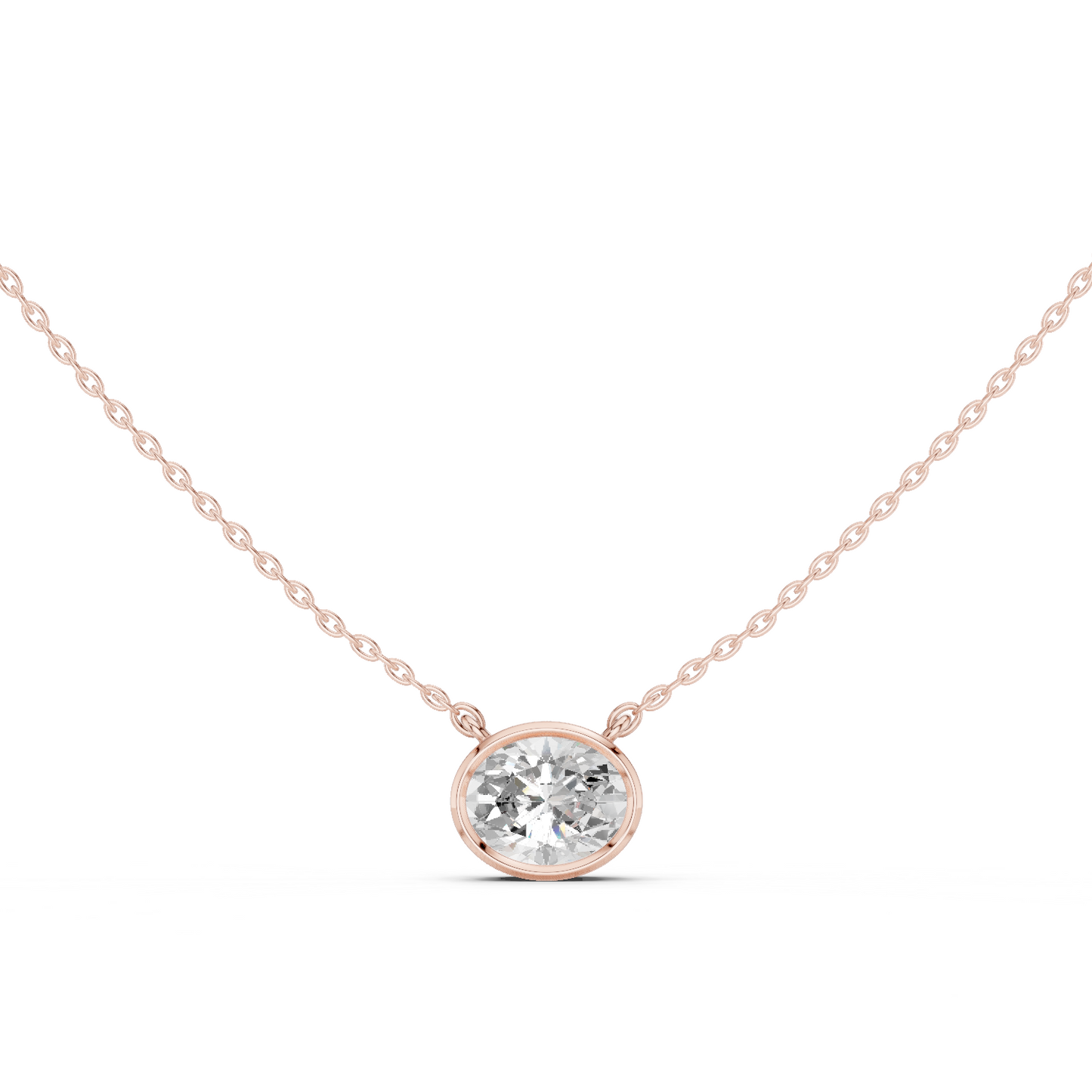 2.50 CT Oval Cut Lab Grown Diamond 18k Solid Rose Gold Ethical Pendant - HIGHCARAT DIAMONDS