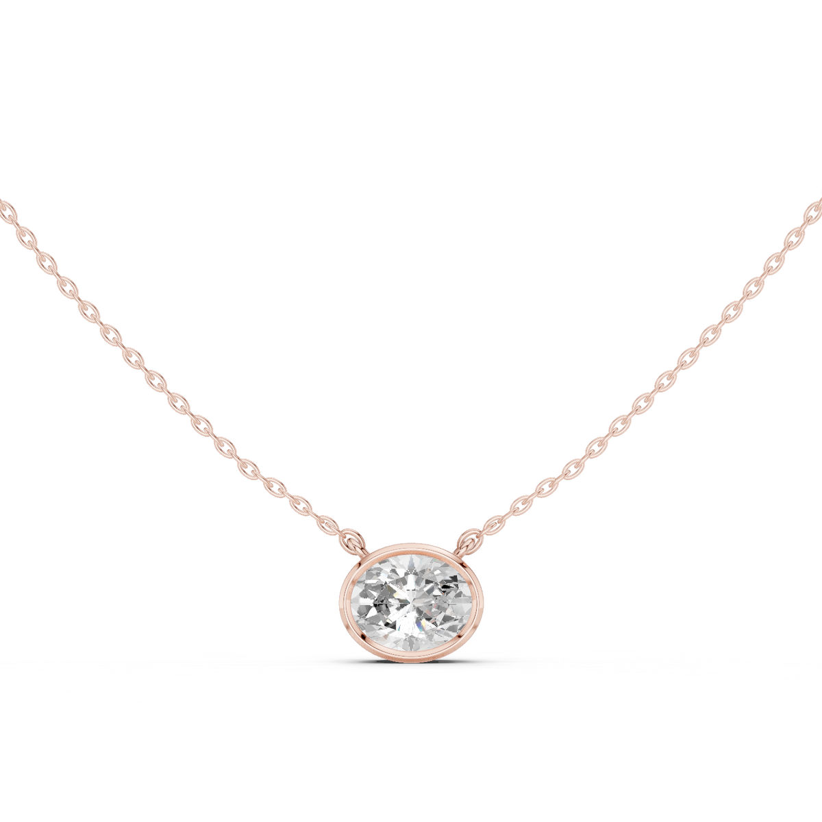 2.50 CT Oval Cut Lab Grown Diamond 18k Solid Rose Gold Ethical Pendant - HIGHCARAT DIAMONDS